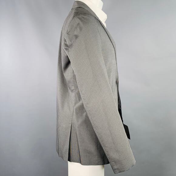 CALVIN KLEIN COLLECTION Size 38 Grey Black Squares Rayon Blend Sport Coat - Picture 3 of 11